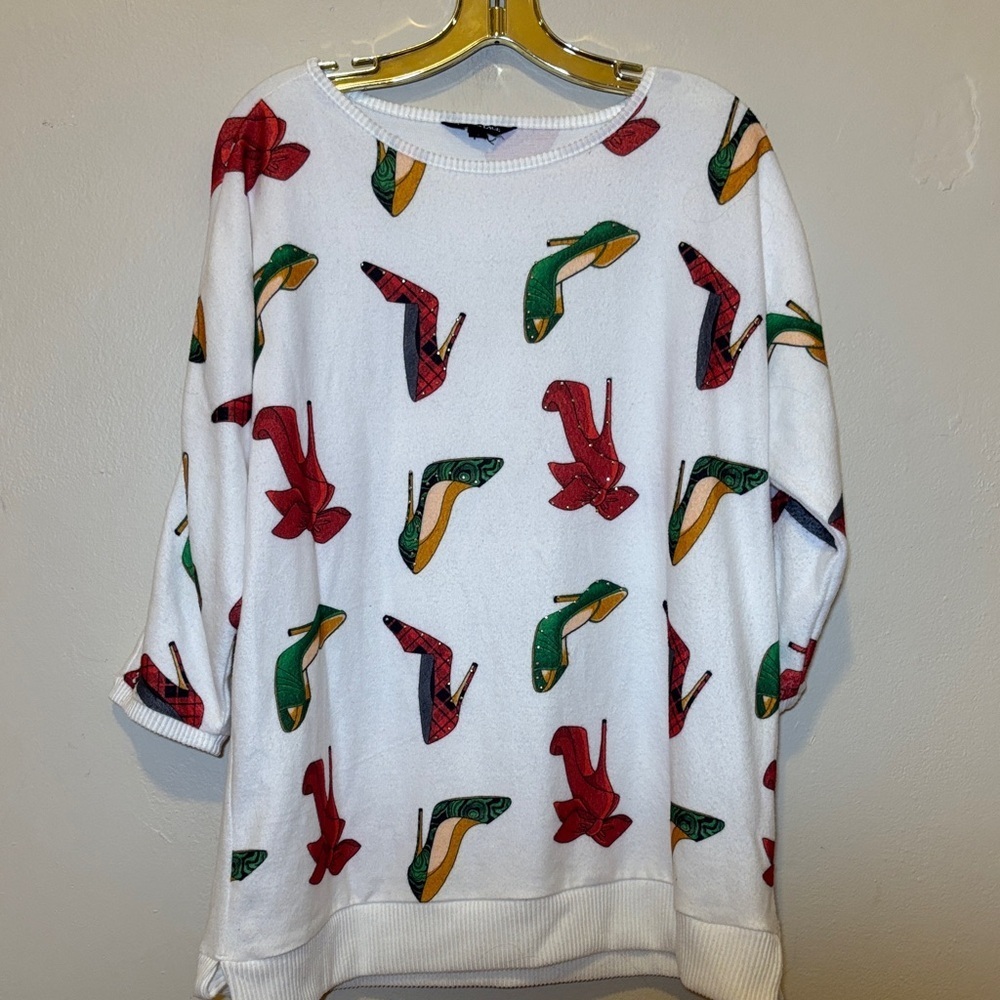 Chic Women's Blouse with Vibrant Shoe Print